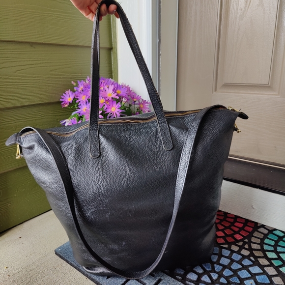 Cuyana Bags Cuyana Large Black Leather Tote Purse Crossbody Travel